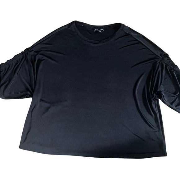 Express Black Draw String Sleeve Top - Size Large - Picture 2 of 5